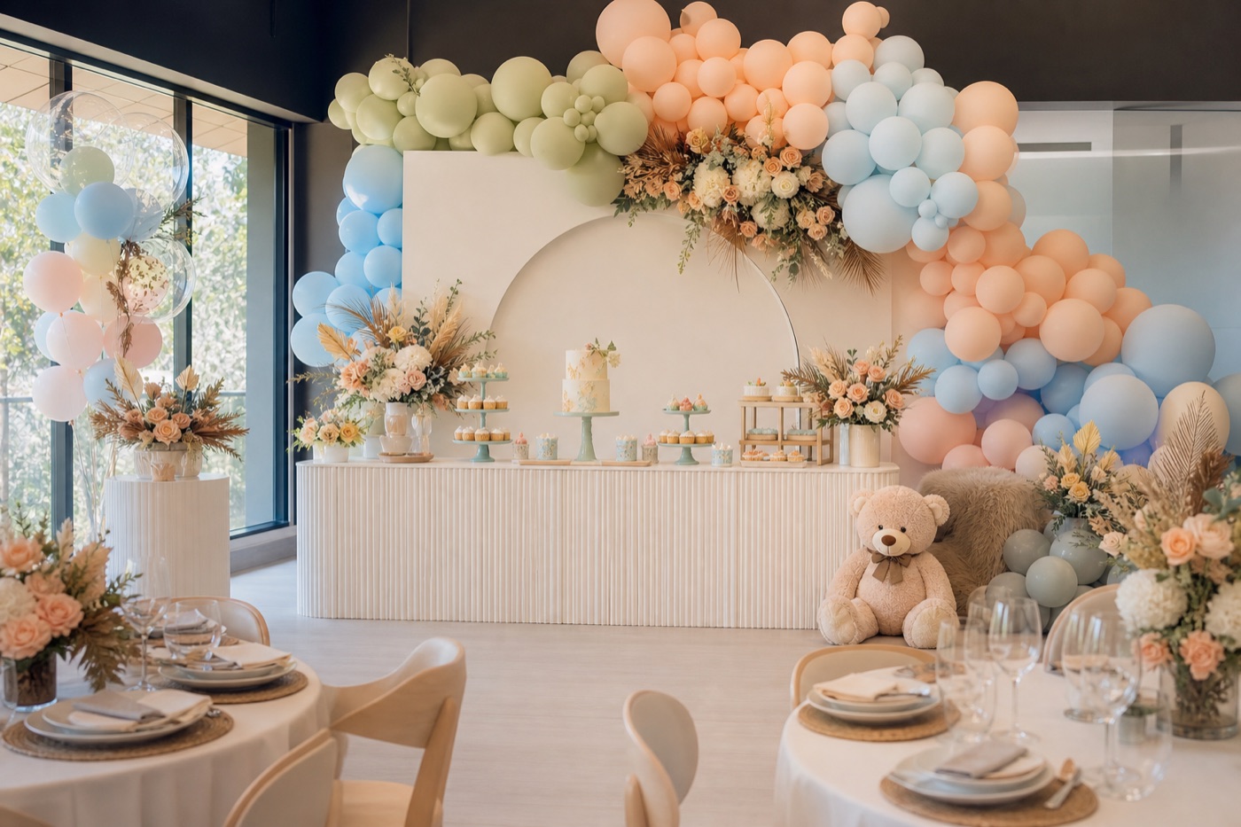 Pastel tonlarda baby shower kutlaması